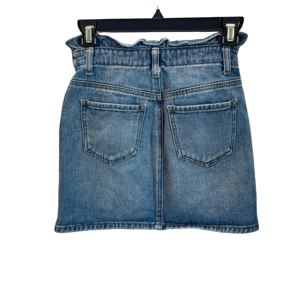 3/$20 PacSun Sz XS 23 Denim Mini Skirt 14"L Ruffle on Waist 5 Pocket Jeans Style - Picture 2 of 8